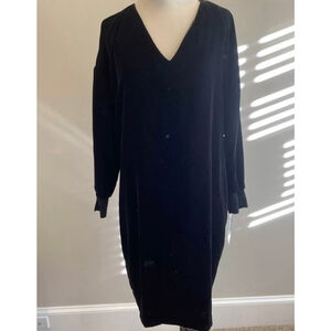 Ralph Lauren Black Velvet V Neck Dress Size 8